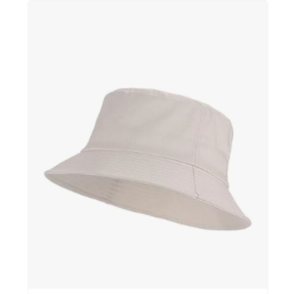 Women Men Cream Round Bucket Hat Cotton Sun Beach Fishing Travel Brimmed Shade - Picture 8 of 15